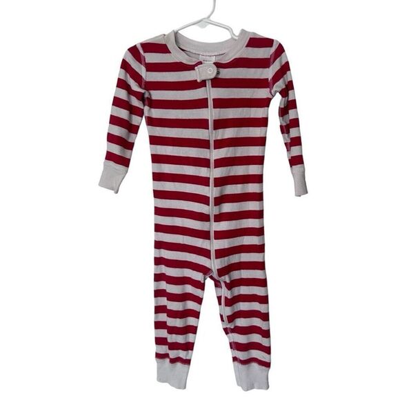 Hanna Andersson Striped Christmas Footless Sleeper PJ Pajamas Red White Size 2T - Picture 1 of 10